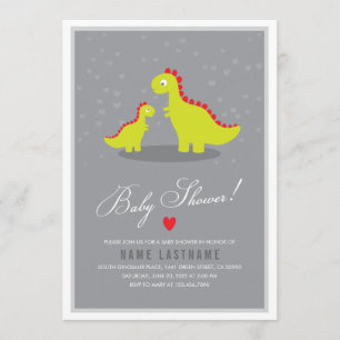 Stylish Dinosaur Grey Baby Shower Invitation