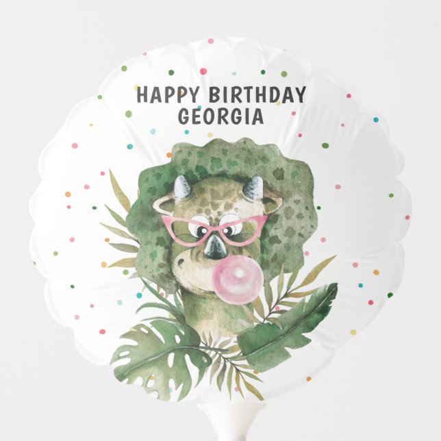 Stylish Dinosaur Party Animal Birthday Balloon (Front)