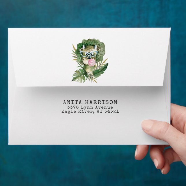Stylish Dinosaur Personalized Envelope (Hand)