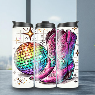 Stylish Disco Ball Cowboy Boots Thermal Tumbler