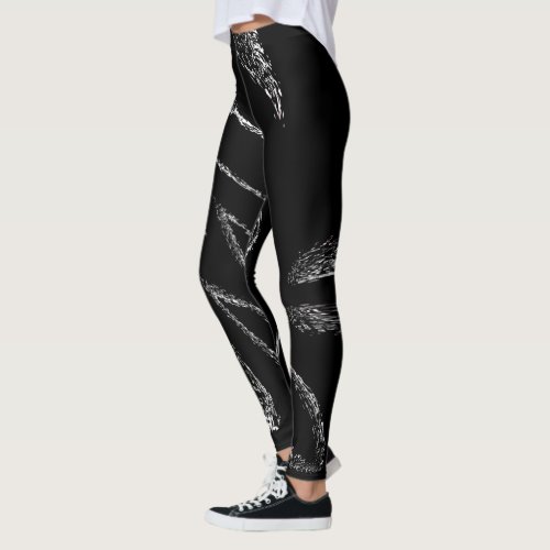 Stylish Distressed Black  White Marble Patterns Leggings