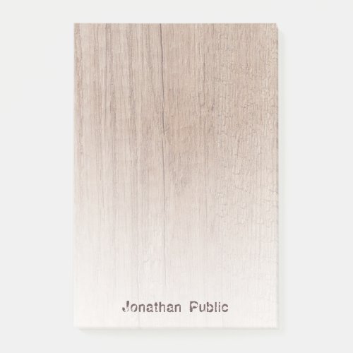 Stylish Distressed Text Elegant Brown Wood Look Post_it Notes