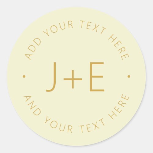 Stylish DIY Couples Monogram  Editable Text Classic Round Sticker