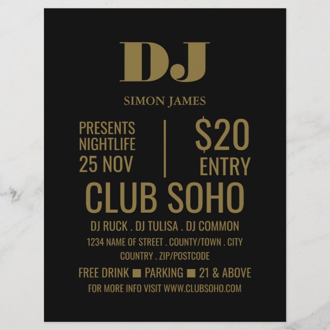 Stylish DJ, Club Event Advertising Flyer (Front)