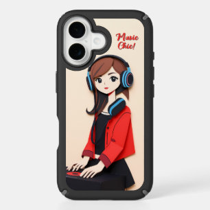 Stylish DJ Girl with Personalized Text iPhone 16 Case