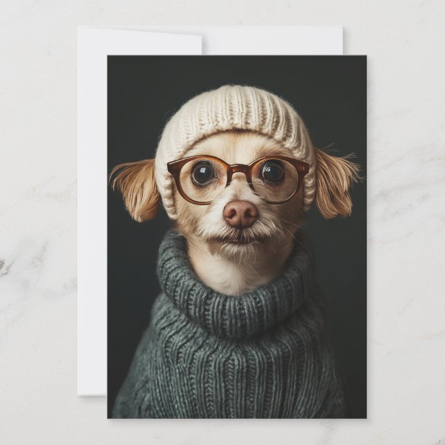 Stylish Dog in Cozy Outfit Invitation (Front)