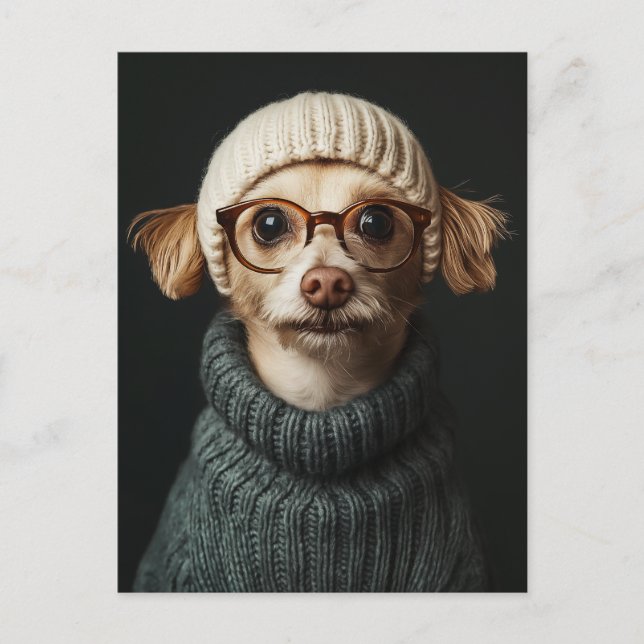 Stylish Dog in Cozy Outfit Postcard (Front)