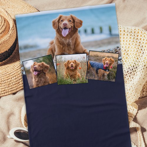 Stylish DOG Personalized Pet 4 Photo Collage Beach Towel