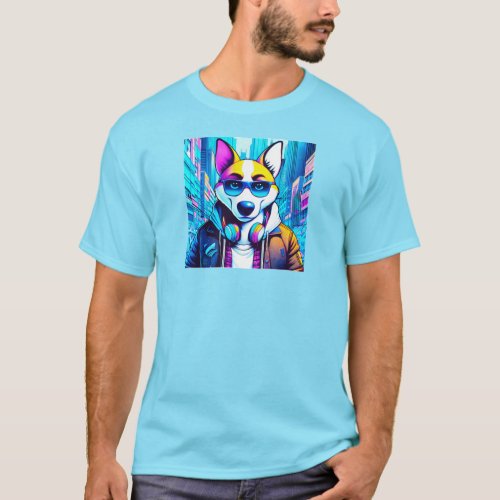 Stylish dog with fox_like muzzle T_Shirt