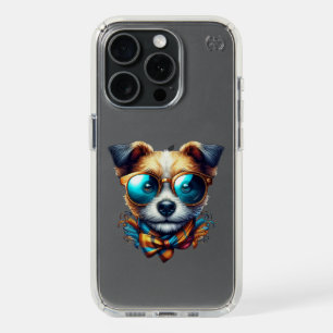 Stylish Dog With Glasses Colorful Modern Pet Art iPhone 15 Pro Case