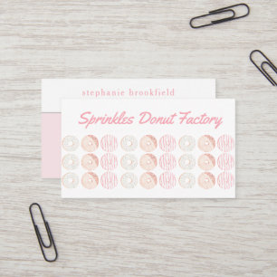 Stylish Donut Pattern Pink Bakery Cafe  Business Card