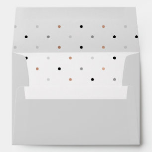 Stylish Dots Gray with Faux Rose Gold and Black Envelope
