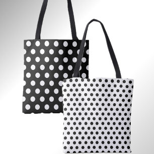 Stylish Double Dots Black and White Polka Dot Tote