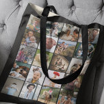 Stylish Double Sided 20 Photo Collage Tote Bag<br><div class="desc">This modern photo collage grocery bag is the ideal gift for special occassions such as christmas, birthdays, and many more. The bag features 20 of your most loved pictures on the front and back. The font style, size and background color can be changed if you click on the customize further...</div>
