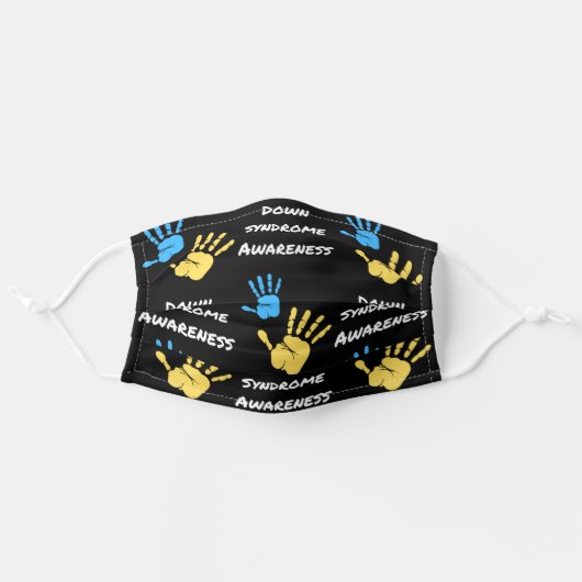 Stylish Down Syndrome Awareness Reusable Adult Cloth Face Mask (Front, Unfolded)