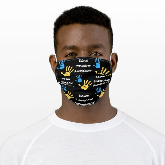 Stylish Down Syndrome Awareness Reusable Adult Cloth Face Mask (Worn)