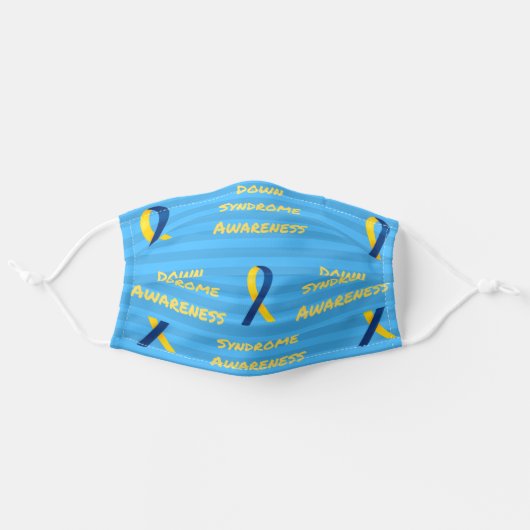 Stylish Down Syndrome Awareness Ribbon Reusable Adult Cloth Face Mask (Front, Unfolded)