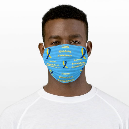 Stylish Down Syndrome Awareness Ribbon Reusable Adult Cloth Face Mask (Worn)