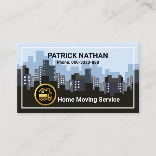 Stylish Downtown City Skyline Movers Business Card