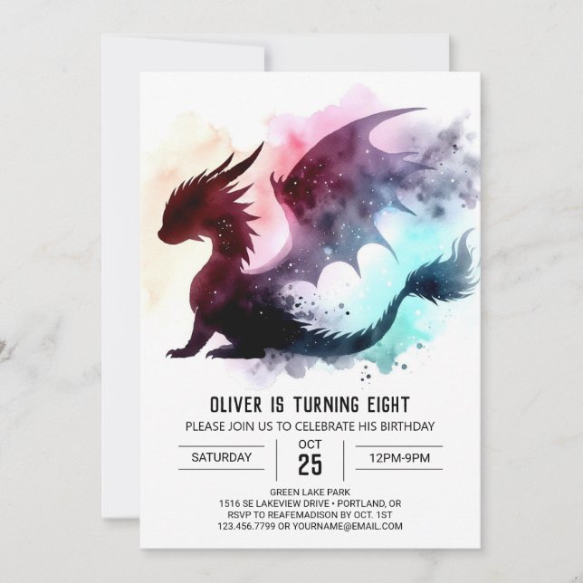 Stylish Dragon Birthday Children Invitation (Front)