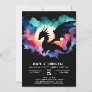Stylish Dragon Birthday Customizable Invitation