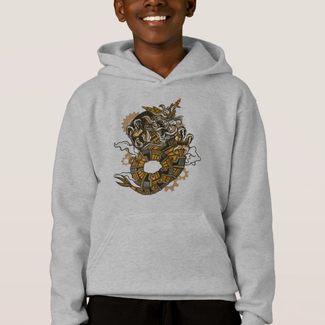 Stylish Dragon, Dragon Steampunk Design Hoodie (Front)