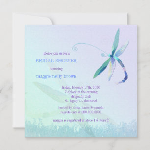 Stylish Dragonfly Blue Purple Bridal Shower Invitation