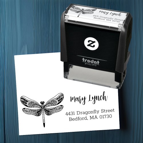 Stylish Dragonfly Return Address Self_inking Stamp