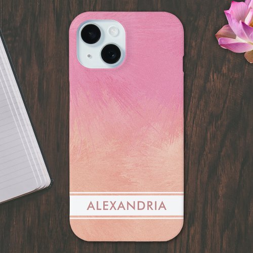 Stylish Dreamy Abstract Chic Cute Peach Blush Pink iPhone 15 Case