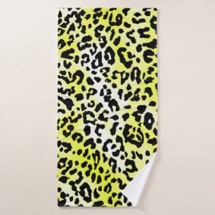 stylish dress pattern design with leopard skin eff bath towel