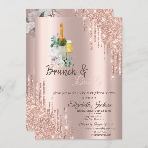Stylish Drips Brunch  Bubbly Bridal Shower  Invit Invitation