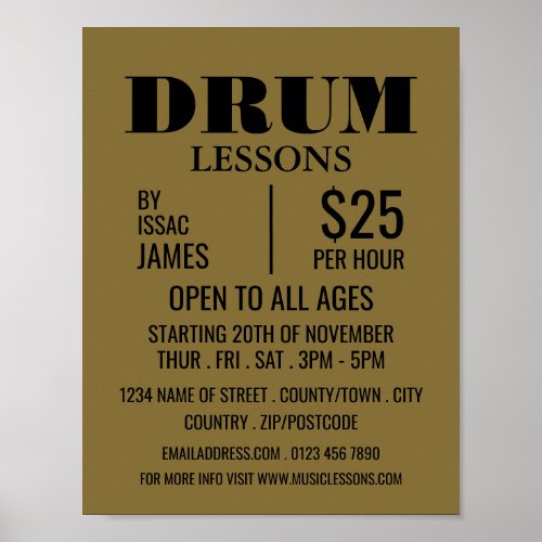 Stylish Drum Lessons Advertising Poster
