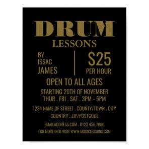 Stylish Drum Lessons Advertising Poster