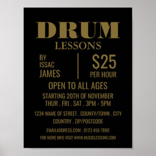 Stylish Drum Lessons Advertising Poster