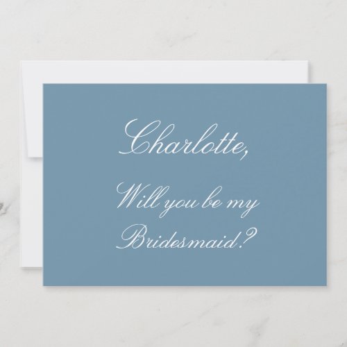 Stylish Dusty Blue Bridesmaid Proposal Card