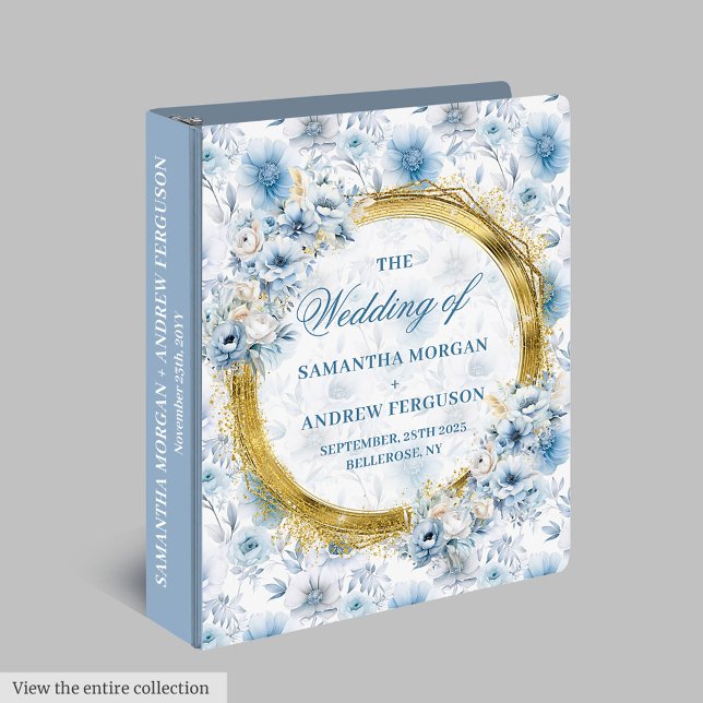 Stylish Dusty Blue Glitter Oval Wedding Album 3 Ring Binder (Stylish Dusty Blue Glitter Oval Wedding Album 3 ring binder)