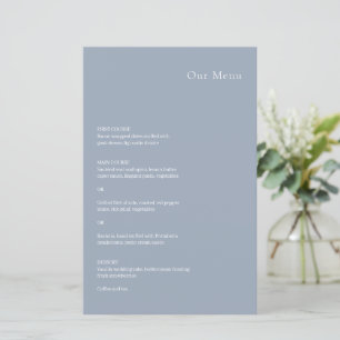 Stylish Dusty Blue Modern Wedding Menu