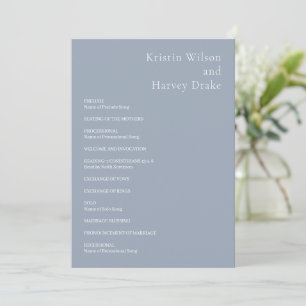 Stylish Dusty Blue Modern Wedding Program