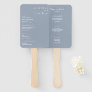 Stylish Dusty Blue Modern Wedding Program Hand Fan