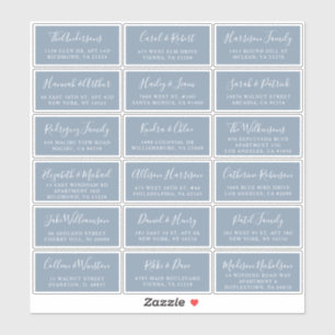 Stylish Dusty Blue Wedding Guest Address Sticker