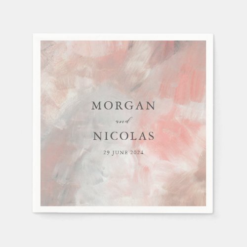 Stylish Dusty Coral Modern Abstract Wedding Napkins