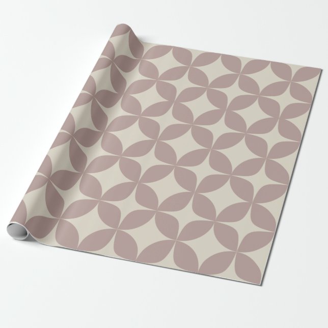 Stylish Dusty Mauve Geometric Shapes Pattern Chic Wrapping Paper (Unrolled)