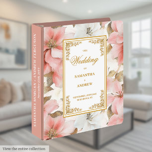 Stylish Dusty Pink Gold Wedding Memory Album 3 Ring Binder