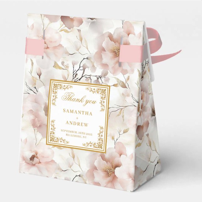 Stylish Dusty Pink Gold Wedding Thanks Favor Box (Stylish Dusty Pink Gold Wedding Thanks Favor Box)