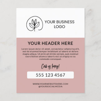 Stylish Dusty Pink Marketing Call Today Photo Logo Flyer