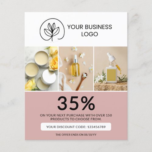 Stylish Dusty Pink Marketing Discount Code Flyer