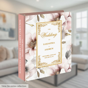 Stylish dusty pink watercolor wedding ring binder