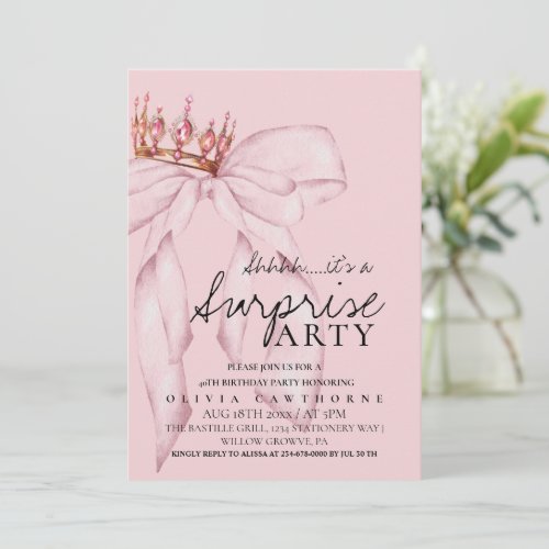Stylish Dusty Rose Bow Surprise Birthday Party 