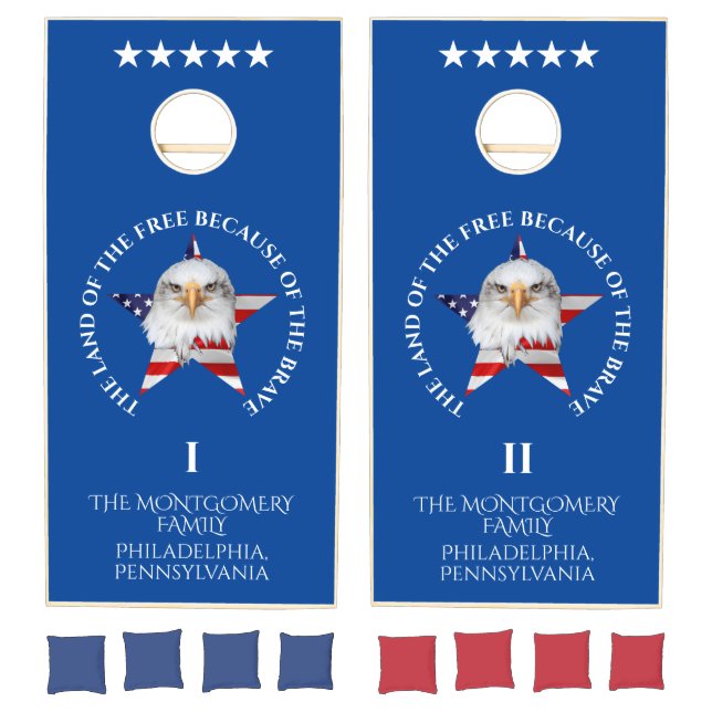 Stylish Eagle, The American Flag, Patriotic Cornhole Set (Set)