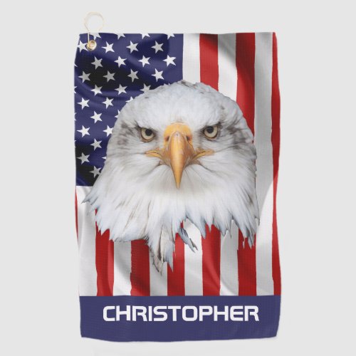 Stylish Eagle The American Flag Patriotic Golf Towel